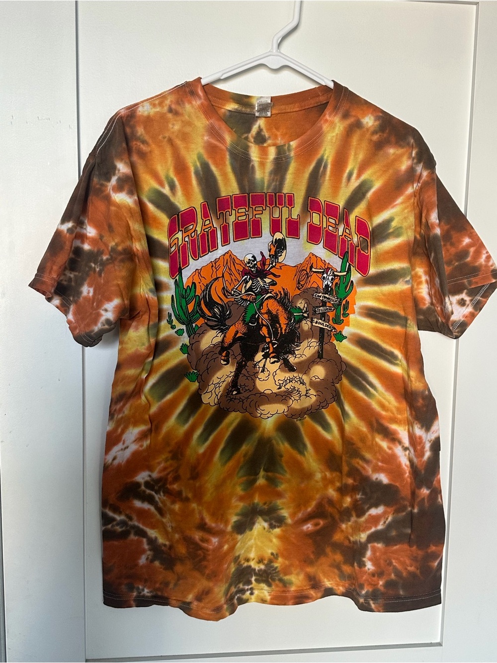Grateful Dead Tour Band T Tie-DyeGraphic Tee in Orange, Yellow & Olive